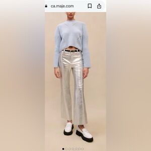 NWT Maje Plutom Ankle Flare Metallic Leather Pants.size 34 or US 4